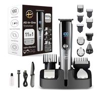 Rasoio elettrico 5 in 1, rasoio elettrico da uomo, rasoio per naso con display a LED, kit per la cura del viso e baffi, senza fili, rasoio ricaricabile (alluminio)