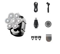 Rasoio elettrico 7D 5 in 1 per uomini calvi, impermeabile, Wet Dry 5 in 1, rasoi rotativi elettrici da uomo, kit per rasatura e toelettatura senza fili, display a LED, blocco intelligente da viaggio