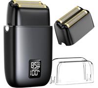 Rasoio elettrico a 3 velocità da uomo, doppia lama galleggiante, IPX7, impermeabile, per bagnato e asciutto, con display a LED e ricarica di tipo C, rasoio di precisione per viso, barba e testa (nero)