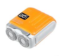 Rasoio elettrico a doppia lama con display digitale, ricaricabile USB-C, lavabile, portatile, per uomini e donne, design adatto ai viaggi, giallo (arancione)