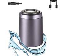 Rasoio elettrico aggiornato 2025 for uomo, ricaricabile, impermeabile, mini rasoio a doppia testina for rasatura a secco e a umido, design portatile e adatto ai viaggi (viola/argento)(Purple)