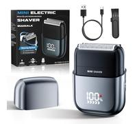 Rasoio Elettrico Barba con Display LED, IPX7 Impermeabile Rasoio Barba Uomo Wet & Dry, Shaver Barba Durata della Batteria 180 Minuti, Leggero e Silenzioso, Rasoio Uomo Per Viaggi di Lavoro e Domestico