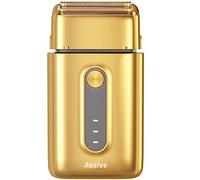 Rasoio Elettrico Barba Uomo Wet & Dry,Rasoio Professionale a Doppia Lamina per Barbieri Stilisti con Lamina Ipoallergeniche in Titanio Dorato,Rasoio Elettrico per Uomini Calvi,Ricaricabile Tipo C