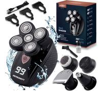 Berdsen Rasoio elettrico 5 in 1 senza fili a doppia lama rotante in acciaio 5 teste 3 teste master BD-265 Nero
