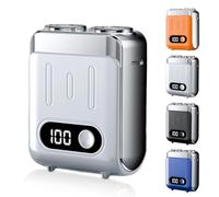 Rasoio elettrico compatto da uomo con display LED, grado di impermeabilità IPX6, portatile, silenzioso e lavabile. (argento)