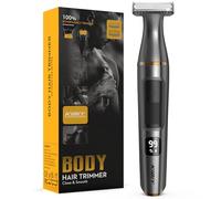Rasoio elettrico corpo uomo, Kibiy rasoio corpo uomo con display a LED, per viso, corpo, zona intima, depilatore corpo uomo impermeabile IPX7 con pettini guida, rasoio intimo uomo ricaricabile Type-C