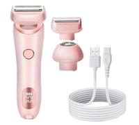 Rasoio elettrico da donna 2 in 1, design a doppia testina, design bagnato e asciutto, indolore per viso, bikini, gambe, braccia, include 2 testine di ricambio, ricaricabile tramite USB, colore: rosa