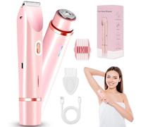 Rasoio elettrico da donna 2 in 1, Indolore Rasoio Parti Intime Donna, Rasoio elettrico a doppia testa per donna, Rasoio Don-na Inguine IPX7 Impermeabile, Rasoio Elett-rico Do-nna, per corpo, viso