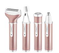 Rasoio elettrico da donna 4 in 1 Set indolore, rifinitore per il corpo da donna ricaricabile USB portatile, epilatore per peli della bocca del naso del sopracciglio multifunzione (Oro rosa)