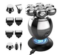 Rasoio elettrico da uomo, 5 in 1, rasoio elettrico per uomini calvi, senza fili, impermeabile, LCD, kit per la toelettatura con tagliaunghie, taglianaso, spazzola