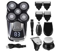 Rasoio elettrico da uomo, 5 in 1, ricaricabile tramite USB, lavabile, Cinque teste galleggianti, rasoi per capelli, naso, orecchie, rasatura, barba, macchina