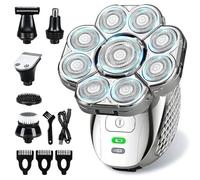 Rasoio elettrico da uomo, 6 in 1, rasoio 4D per uomini calvi, 9 testine galleggianti, ricaricabile, impermeabile, bagnato, asciutto, rasoi per testa calva per uomo