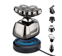 Rasoio elettrico da uomo, 6 in 1, rasoio elettrico a testa calva, rasoi a umido e a secco, per uomo, con classe IPX6, impermeabile e display a LED