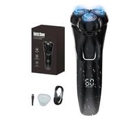 Rasoio elettrico da uomo con testina galleggiante 4D, impermeabile IPX7, rasoio elettrico a umido e a secco, display LED e trimmer pop-up, autonomia di 90 minuti, per casa e viaggi