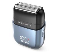 Rasoio elettrico da uomo con trimmer pop-up, wet/dry rasoio elettrico a 5 lame con sensore di rasatura intelligente e testina girevole multiflex (argento blu)