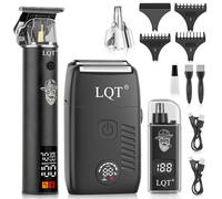 Rasoio elettrico da uomo, kit di 3 pezzi per la toelettatura con lame galleggianti e display a LED, rasoio elettrico impermeabile IPX7 per bagnato/asciutto, rasoio elettrico ricaricabile senza fili