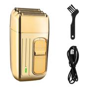 Rasoio elettrico da uomo, mini rasoio elettrico con 3 lame galleggianti e luci a LED, con impermeabilità IPX7, USB tipo C, uso bagnato e asciutto (oro)