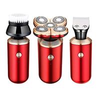 Rasoio elettrico da uomo, rasoio elettrico 5 in 1 da uomo Cinque rasoi da barba Trimmer 3D Rasoio galleggiante USB ricaricabile multifunzione Macchine da barba (colore: ROSSO)
