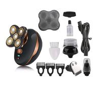 Rasoio elettrico da uomo, rasoio elettrico 5 in 1 rasoio a 5 teste rasoio barba calva capelli teschio rasoio da uomo rasoio elettrico ricaricabile rasoio da barba macchina da barba (colore: oro rosa