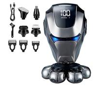 Rasoio elettrico da uomo, rasoio elettrico 7D per uomini calvi, rasoio elettrico anti-pizzicamento, kit 5 in 1 per la toelettatura con rasoio per peli del naso, rasoio per barba