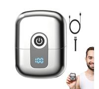 Rasoio elettrico da uomo - Trimmer per barba ricaricabile con doppia testa - Rasoio elettrico compatto impermeabile con magnetica per casa e campeggio