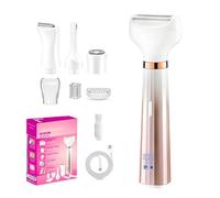 Rasoio Elettrico Donna, 4 in 1 Epilatore Viso Elettrico da Donne, Rasoio Parti Intime da Donna, indolore Depilatore Portatile per Corpo, Viso, Le Ascelle,La Linea Del Bikini e Le Sopracciglia, Oro