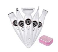 Rasoio Elettrico Intimo Donna, 5 In 1 Rasoio Donna Parti Intime con Ricarica USB Basamento Indolore Multifunzione Trimmer per Bikini, Ascelle, Braccio, Gambe, IPX7 Impermeabile