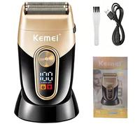 Rasoio elettrico Kemei KM-3209 con testine rotanti a doppio strato, rifinitore per barba da uomo, uso quotidiano e da viaggio, impermeabile per uso bagnato e asciutto, ricarica USB, potente macchina d