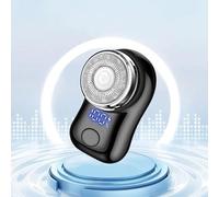rasoio elettrico, Mini rasoio elettrico for uomo, portatile, con lama for barba di tipo C, for viso e corpo display digitale potenza(Black)