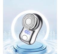 rasoio elettrico, Mini rasoio elettrico for uomo, portatile, con lama for barba di tipo C, for viso e corpo display digitale potenza(Silver)