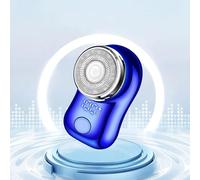 rasoio elettrico, Mini rasoio elettrico for uomo, portatile, con lama for barba di tipo C, for viso e corpo display digitale potenza(Blue)