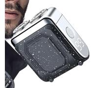 Rasoio elettrico per barba | Dimensioni da viaggio USB ricarica doppio anello rasoio elettrico viso con display digitale per appartamento, dormitorio, hotel, noleggio auto, viaggi