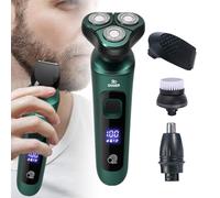 Rasoio elettrico per barba - rasoio a testa galleggiante 3D ricaricabile con display LCD | Strumento di toelettatura di precisione wireless per gli uomini, capelli asciutti bagnati con lame lavabili