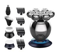 Rasoio elettrico per gli uomini, 5 in 1 Rasoio Elettrico 7D Floating Cutter Testa Base Ricarica Portatile Uomini Barba Trimmer Cranio Rasoio Impermeabile Rasoio