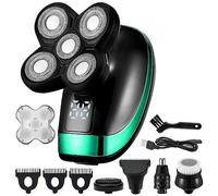 Rasoio elettrico per gli uomini, 5 in 1 Rasoio Ricaricabile da Uomo Testa Calva Rasoio Elettrico 5 Teste Galleggianti Barba Naso Orecchio Capelli Trimmer Rasoio