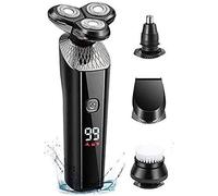 Rasoio elettrico per gli uomini ricaricabile 4 in 1 rasoi rotanti Trimmer barba rasoio viso impermeabile bagnato e asciutto senza fili