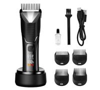 Rasoio elettrico per peli del corpo da uomo, rasoio elettrico a sfera con luce LED, kit per toelettatura umido/asciutto impermeabile IPX7 per inguine, ricaricabile USB-C, per rasatura pubblica