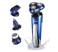 Rasoio elettrico per uomo 4 in 1 Rasoi elettronici homeasy 4D Rasoio ricaricabile per batteria IPX7 Impermeabile Wet and Dry Rasoio rotante con barba al naso Trimmer Spazzola per la pulizia del viso