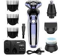 Rasoio elettrico per uomo, rasoio elettrico 4 in 1 Rasoio elettrico Tagliacapelli Rasoi rotanti da uomo Rasoi ricaricabili Barba naso Trimmer per capelli Rasatura Grooming Set