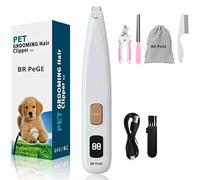 Rasoio elettrico per zampe di cane, senza fili, per zampe, orecchie, viso, groppa, con luce LED, rumore ultra basso, colore: zafferano, tagliaunghie senza lama da 1,8 cm, lima per unghie e pettine
