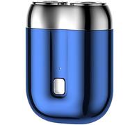 Rasoio elettrico portatile da uomo, blu, mini rasoio a doppia testa con ricarica USB, design compatto impermeabile, tascabile per viaggi, a basso rumore, rasatura accurata, regalo per marito