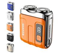 Rasoio elettrico portatile da uomo mini, rasoio compatto a doppia testina | Rasoio ricaricabile, impermeabile, bagnato/asciutto con testina magnetica rimovibile, adatto come regalo(Orange)