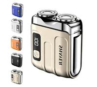 Rasoio elettrico portatile da uomo mini, rasoio compatto a doppia testina | Rasoio ricaricabile, impermeabile, bagnato/asciutto con testina magnetica rimovibile, adatto come regalo(Gold)