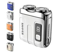 Rasoio elettrico portatile da uomo mini, rasoio compatto a doppia testina | Rasoio ricaricabile, impermeabile, bagnato/asciutto con testina magnetica rimovibile, adatto come regalo(Bianco)