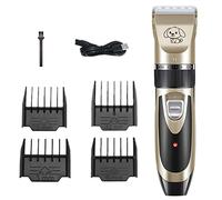 Rasoio elettrico portatile per cani, gatti, conigli con lama in ceramica al titanio, 4 pettini guida, ricaricabile tramite USB, a basso rumore