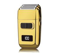 Rasoio elettrico, rasoio elettrico per uomo viso, con 3 lame, tagliacapelli ricaricabile impermeabile con display a LED per rasoi per viso/barba/testa, rasoio elettrico portatile da viaggio(Yellow)