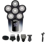 Rasoio elettrico ricaricabile 6 in 1, testine flottanti, kit for la cura della barba, rasoio for uomo