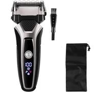 Rasoio elettrico ricaricabile in acciaio inossidabile, macchina da barba for uomo, rasoio a tripla lama flottante 3D, barbiere