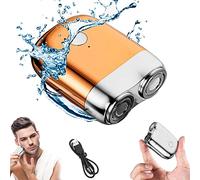 Rasoio elettrico rotativo da uomo, impermeabile, portatile, ricaricabile tramite USB, portatile, portatile, portatile, portatile, a doppia testa, impermeabile e silenzioso, rasoio da barba(arancione)