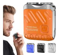 Rasoio elettrico rotativo portatile a doppio anello, mini rasoio elettrico rotativo a doppio anello, da uomo, ricaricabile tramite USB, a un pulsante, di lunga durata, per casa e viaggi (arancione)